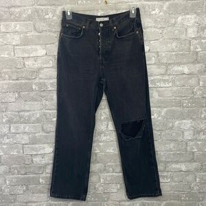 Topshop Black Ripped Dad Jeans